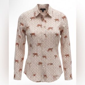 EUC J.Crew Collection Roaming Tiger
100% Silk Twill Button-up Shirt Blouse Sz 0